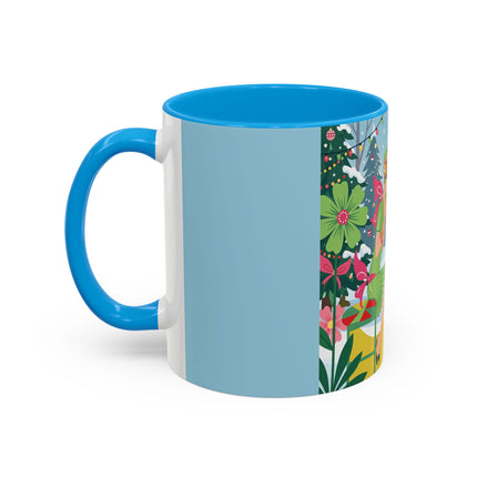 ☕🎄 Christmas Tea In The Snow Garden Colorful Mug – Art Deco Holiday Friendship