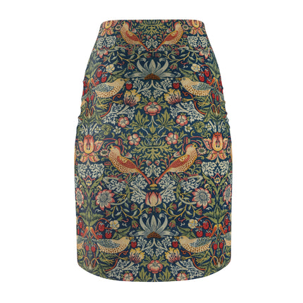 Strawberry Thief by William Morris Women's Pencil Skirt (AOP)