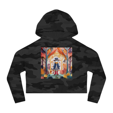Cat in Boots in the Enchanted Forest Cropped Hooded Sweatshirt