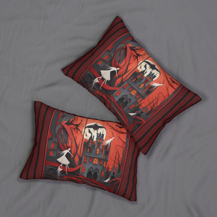 Halloween Night Scene Spun Polyester Lumbar Pillow