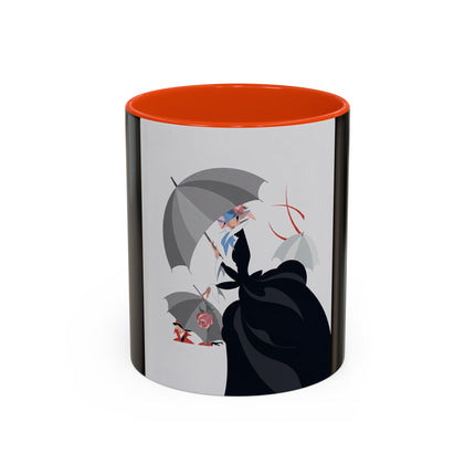 The Lady of Silver Umbrellas Colorful Mug (11oz, 15oz) – Art Deco Mystery, Elegant Fashion & Silver Dreamscape