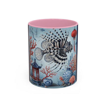 Lionfish & Lantern Colorful Mug – Mystical Ocean & Asian Harmony