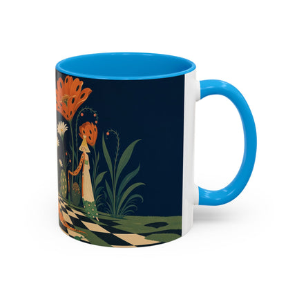 🌼🧡 The Midnight Floral Masquerade Colorful Mug – Art Deco Fashion Fantasy