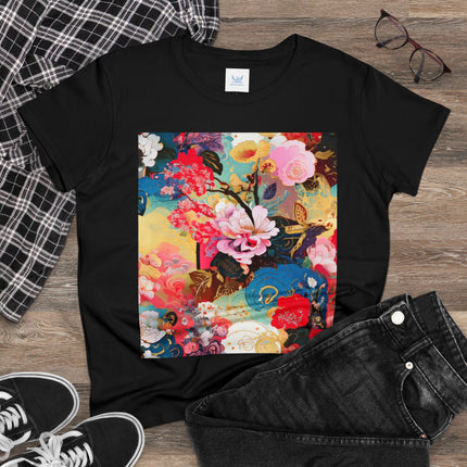 Women's Ethereal Irises Print Midweight Cotton Tee