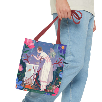 🐠🌸 The Lady Of The Enchanted Aquarium Tote Bag – Art Deco Garden Fantasy