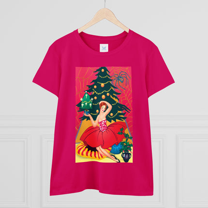 Art Deco Christmas Enchantment Women's Midweight Cotton Tee