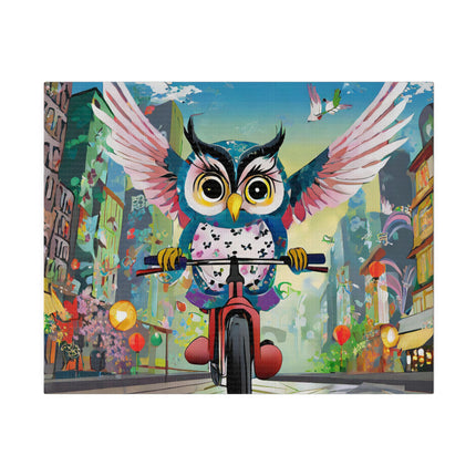 Cycling Owl Matte Canvas, Stretched, 0.75"