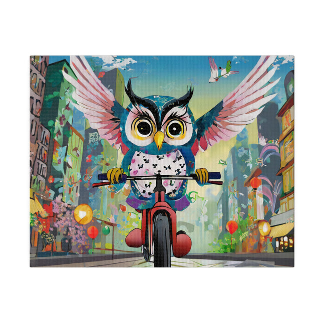 Cycling Owl Matte Canvas, Stretched, 0.75"