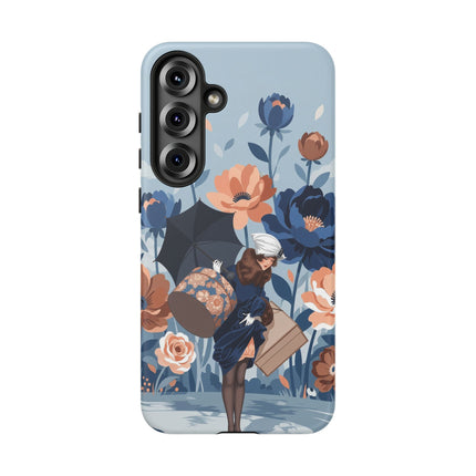 ☂️🌺 The Lady Of The Traveling Garden Phone Case – Art Deco Floral Adventure