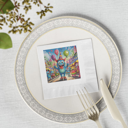 Monster Parade Madness White Coined Napkins