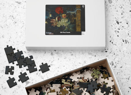 Dutch Baroque Still Life Puzzle — Tulips, Butterfly & Lizard (110–1014 pcs)