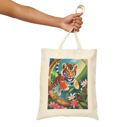 Majestic Tiger Cub Cotton Canvas Tote Bag