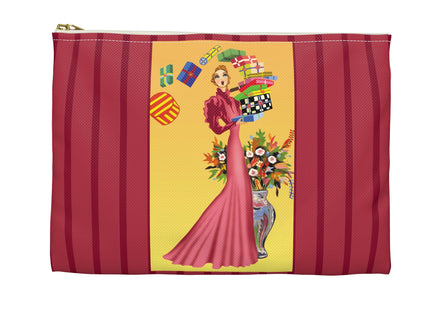 Elegant Holiday Woman with Gifts Accessory Pouch