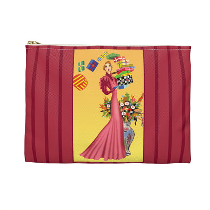 Elegant Holiday Woman with Gifts Accessory Pouch