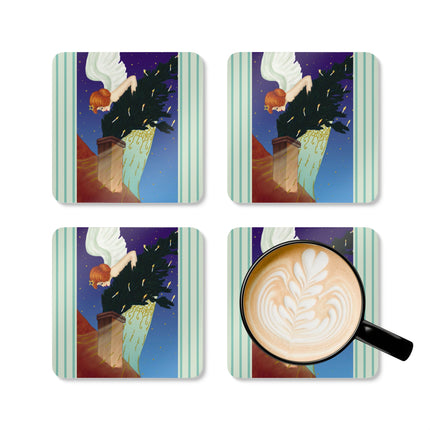 The Christmas Angel Corkwood Coaster Set