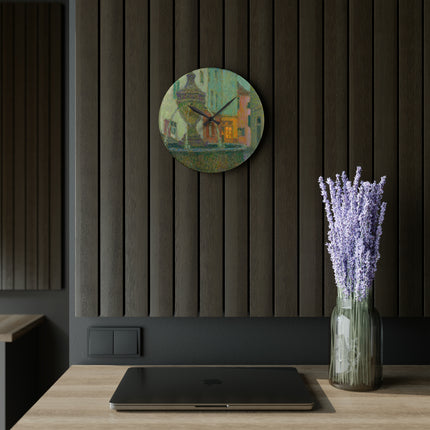 La Fontaine, Saint-Paul De Vence by Henri Le Sidaner Acrylic Wall Clock, Round & Square