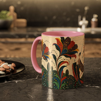 🌺🦋 The Enchanted Floral Voyage Colorful Mug – Art Deco Botanical Whimsy