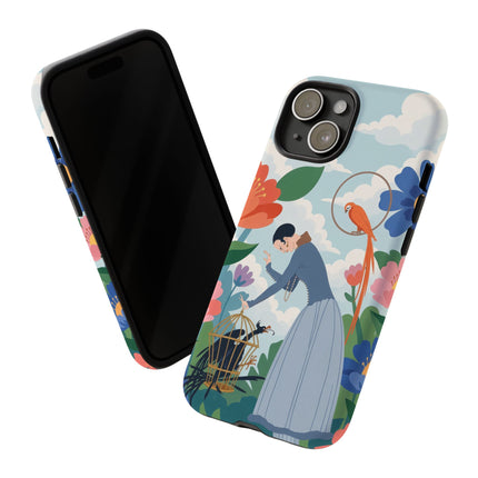 🦜🌺 The Lady Of The Garden Aviary Phone Case – Art Deco Floral Whimsy
