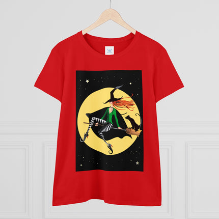 A Witch’s Moonlit Flight Women's Midweight Cotton Tee