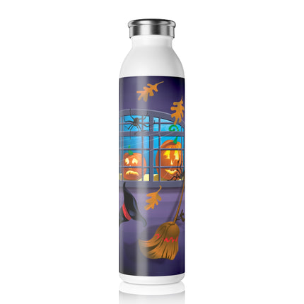 Whimsical Halloween Mischief Slim Water Bottle