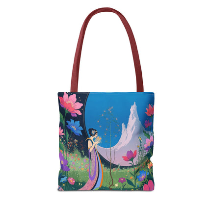 🌸🏔️ The Lady Of The Mountain Garden Tote Bag – Art Deco Floral Fantasy