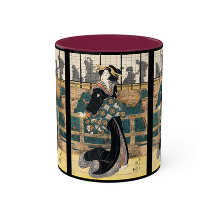 Japanese woman woodcut print by Kikukawa Eizan Colorful Mugs, 11oz