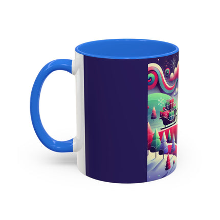 Festive Reindeer Flight Colorful Mugs (11oz, 15oz)