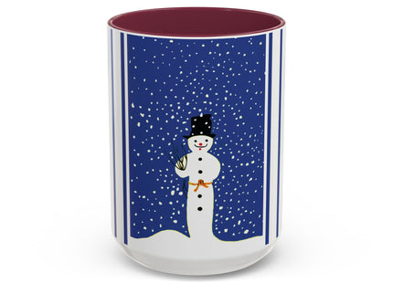 Snowman in Falling Snow Colorful Mugs (11oz, 15oz)