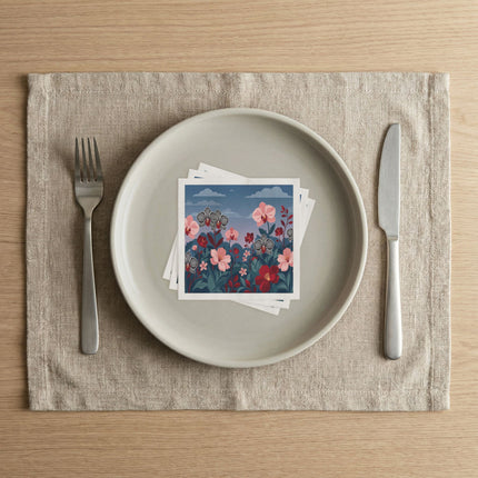 🌸🖤 The Enchanted Striped Orchid Garden Napkins – Elegant Botanical Floral Art