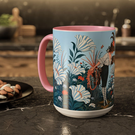 🎨💙 The Enchanted Garden Artist Colorful Mug – Art Deco Floral Whimsy