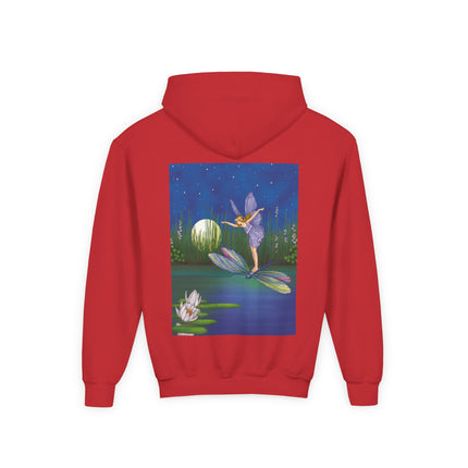 Fairy on a Dragonfly Youth Hooded Sweatshirt – Timeless Magic & Dreamlike Wonder