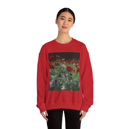 Poppies (A Study of Poppies for Carnation, Lily, Lily, Rose) by John Singer Sargent Heavy Blend™ Crewneck Sweatshirt
