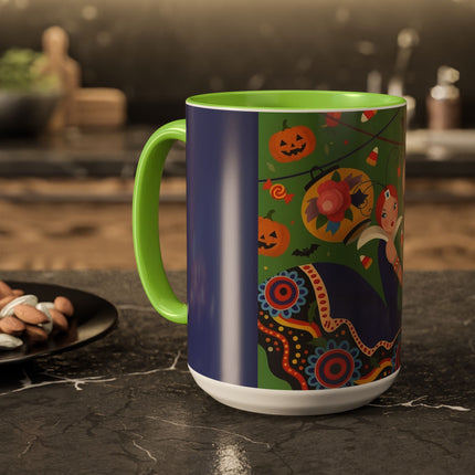 🏮🎃 The Lady Of Halloween Lanterns Colorful Mug – Colorful Art Deco Halloween Charm