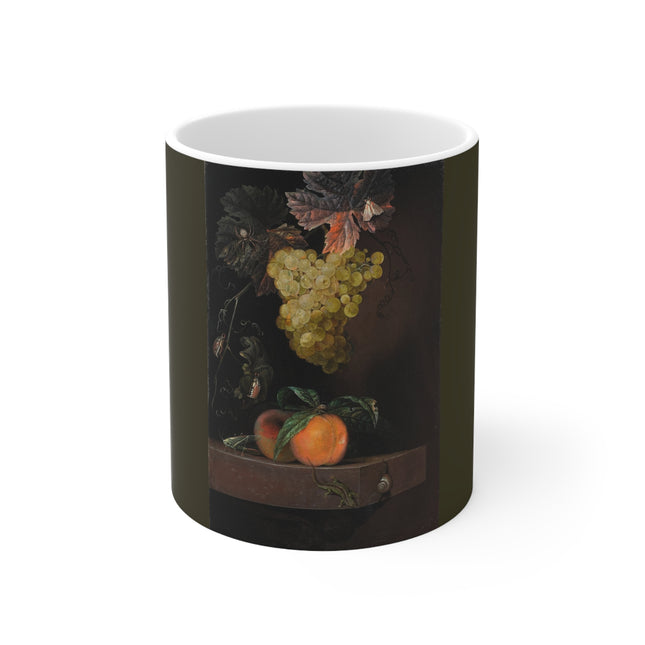 Still Life with Fruit, Lizard, and Insects by Ottmar Elliger Ceramic Mug 11oz