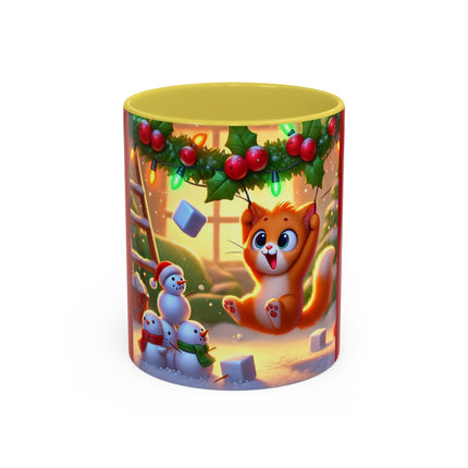 Naughty or Nice Kitten Christmas Colorful Mugs (11oz, 15oz)