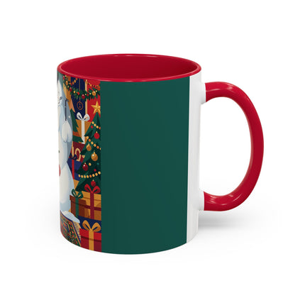 ☃️🎄 The Snowman's Christmas Companion Colorful Mug – Art Deco Holiday Fantasy