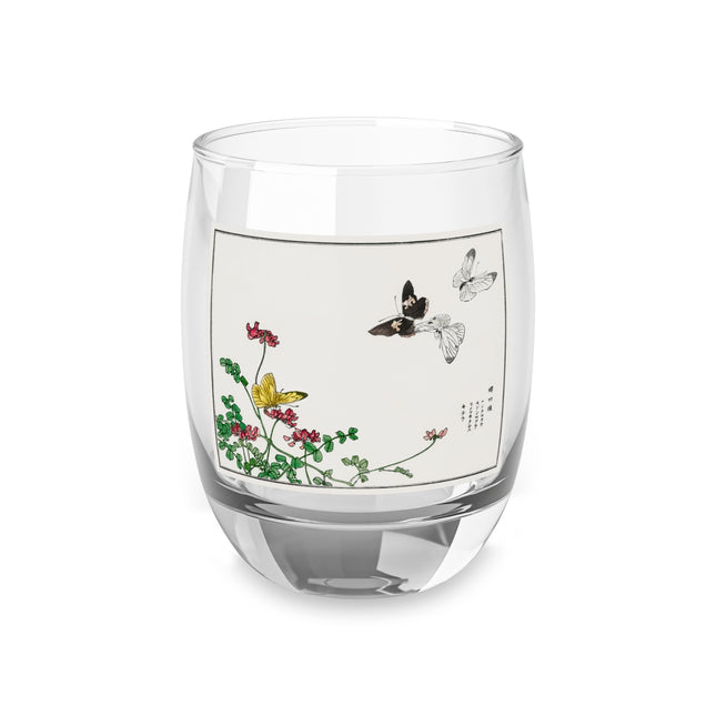 Butterflies and flower illustration by Morimoto Toko Whiskey Glass