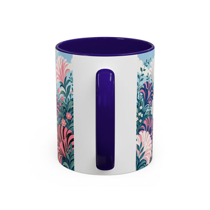 🌸🦋 The Enchanted Pink Blossom Retreat Colorful Mug – Art Deco Floral Whimsy