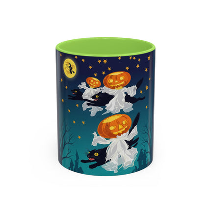 🐈‍⬛🎃 The Flying Black Cats Of Halloween Colorful Mug – Whimsical Storybook Charm