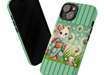 Geisha Kitten and the Dandelion Phone Cases