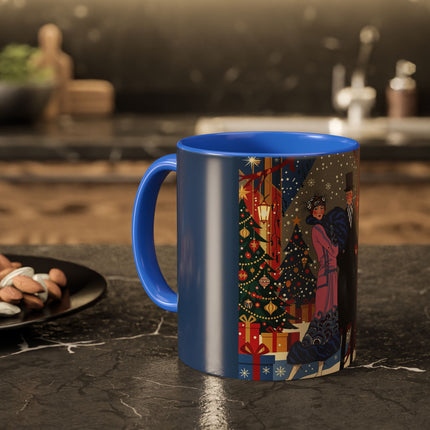 🎩🎄 Christmas Eve Promenade Colorful Mug – Art Deco Holiday Elegance