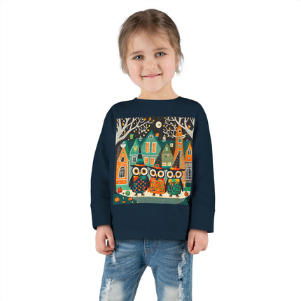 Night of the Trick-or-Treating Owlets Toddler Long Sleeve Tee