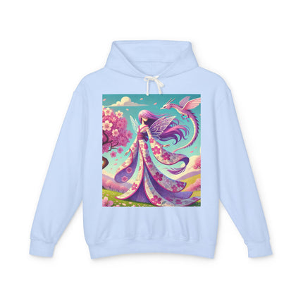 Petals in the Wind: The Kimono Fairy and the Sky Dragon Lightweight Hooded Sweatshirt