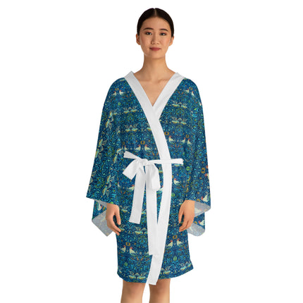 Birds by William Morris Long Sleeve Kimono Robe (AOP)
