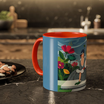 The Lady Of The Secret Garden Colorful Mugs – Art Deco Botanical Elegance