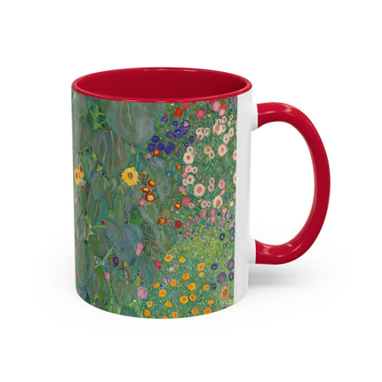 Farm Garden with Sunflowers by Gustav Klimt Colorful Mugs (11oz, 15oz)