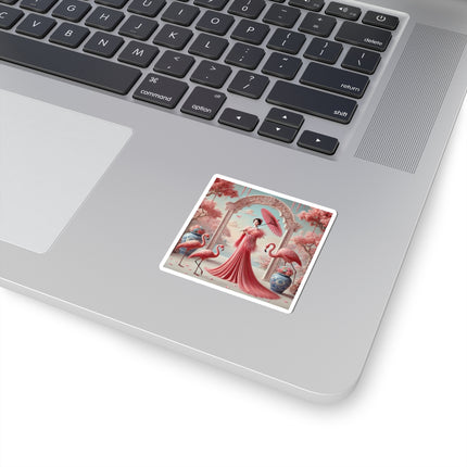 Petals, Porcelain, and Flamingos Kiss-Cut Stickers (4 Stickers)
