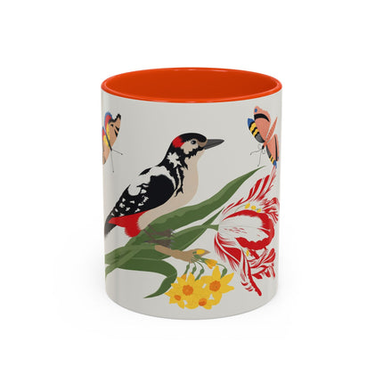 Woodpecker & Tulip Colorful Mugs – Vibrant Spring & Bold Beauty