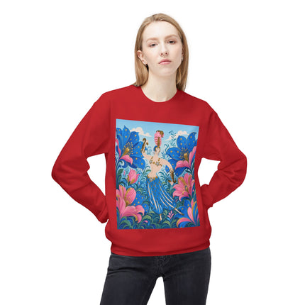 🌟🌸 The Starry Blossom Garden Dancer Midweight Crewneck Sweatshirt – Art Deco Floral Fantasy