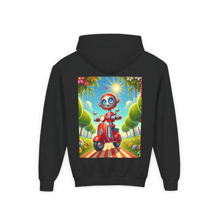 The Traveling Robot Youth Hooded Sweatshirt – Adventure, Curiosity & Playful Discovery